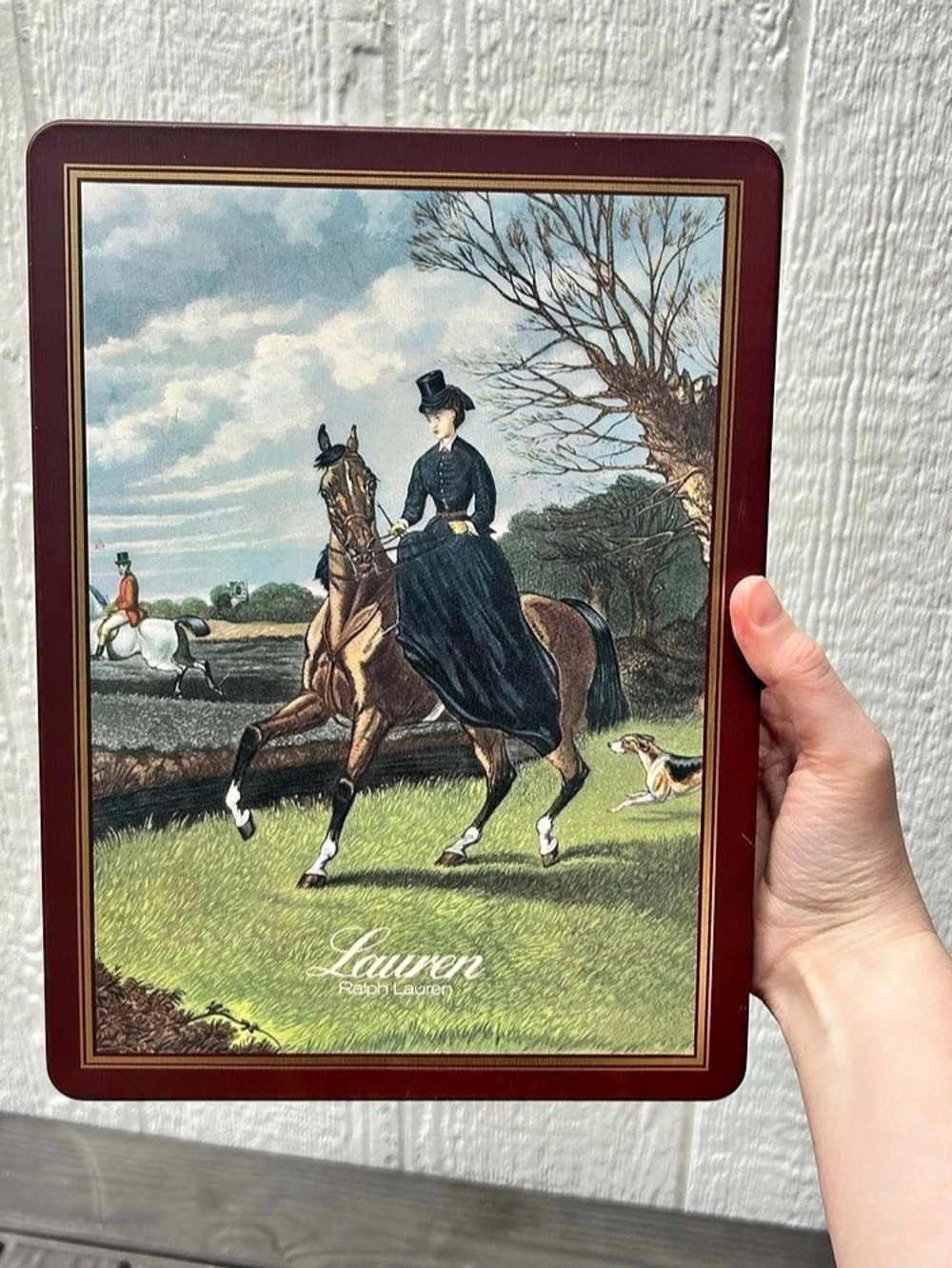 VTG Ralph Lauren Tin Keepsake Box Hinged Equestrian Horse Art Made in England